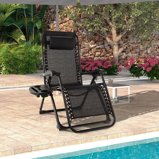 Zero Gravity Chair Folding Recliner Lounge Chair W/ Cushion Cup